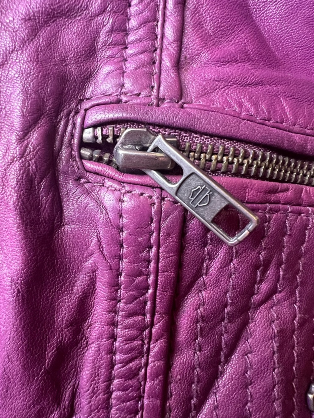Harley Davidson‎ Purple Leather Moto Jacket Studded Small - Picture 5 of 16